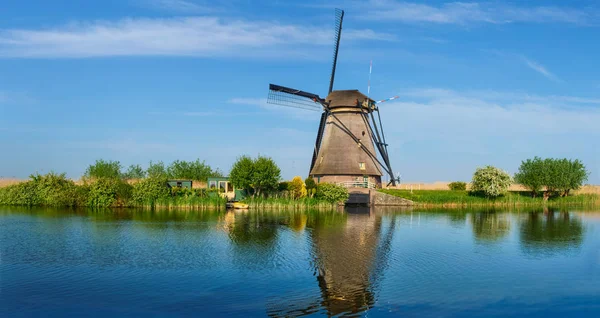 Panorama Van Landelijke Lanscape Nederland Met Windmolens Beroemde Toeristische Site — Stockfoto