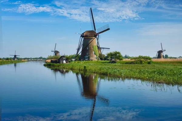 Windmolens bij Kinderdijk in Nederland. Nederland — Stockfoto