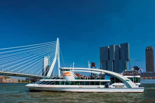 Paesaggio urbano di Rotterdam con ponte Erasmus — Foto Stock