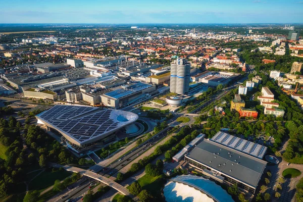 Aerial view of BMW Museum and BWM Welt and factory. Munich, Germ — Stock Photo, Image