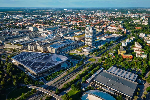 Aerial view of BMW Museum and BWM Welt and factory. Munich, Germ — Stock Photo, Image