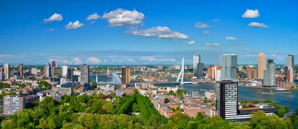 Veduta della città di Rotterdam e del ponte Erasmus — Foto Stock