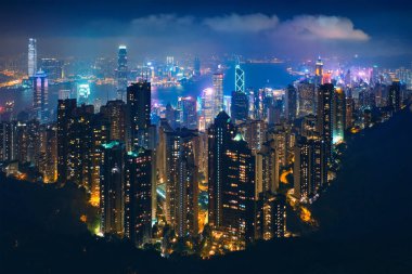Hong Kong gökdelenleri gökyüzü şehir manzarası