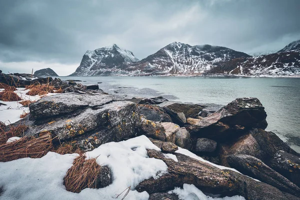 Rocky coast of fjord in Norway — Stock Photo, Image