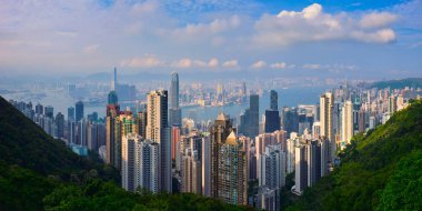 Hong Kong gökdelenleri gökyüzü şehir manzarası