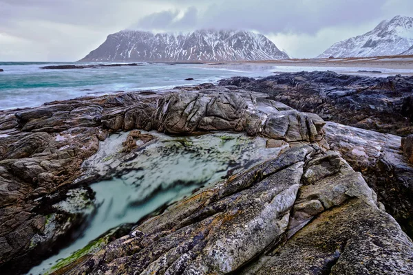 Rocky coast of fjord in Norway — Stok Foto