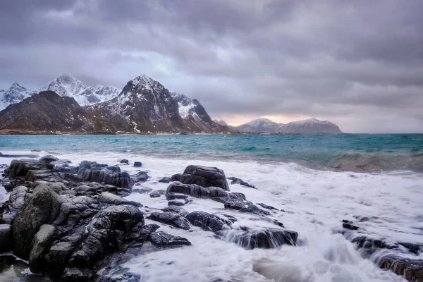 Rocky coast of fjord in Norway — Stok Foto