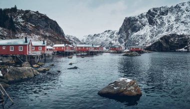 Norveç 'te Nusfjord balıkçı köyü