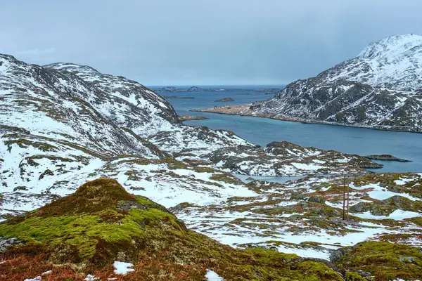 Vy över norska fjorden, Lofoten öar, Norge — Stockfoto