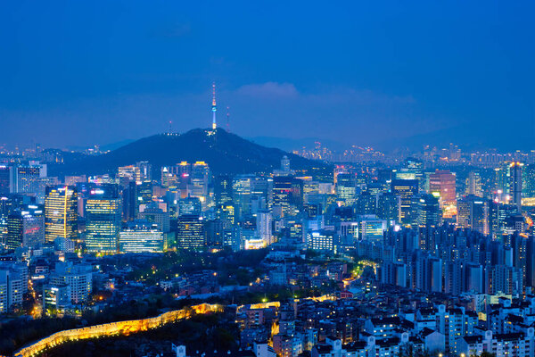 Seoul skyline in the night, South Korea.