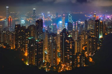 Hong Kong gökdelenleri gökyüzü şehir manzarası