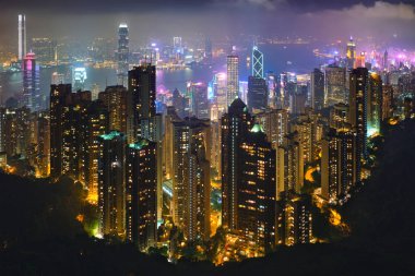 Hong Kong gökdelenleri gökyüzü şehir manzarası