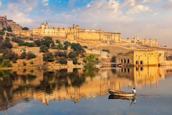 Amer Amber'ın fort'u. Jaipur, Rajasthan, Hindistan — Stok fotoğraf