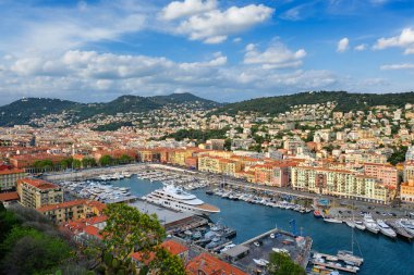 Fransa 'da yatlı Old Port of Nice manzarası