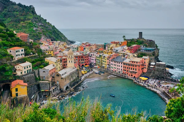 Wieś Vernazza, Cinque Terre, Liguria, Włochy — Zdjęcie stockowe