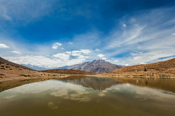 Dhankar meer in de Himalaya — Stockfoto