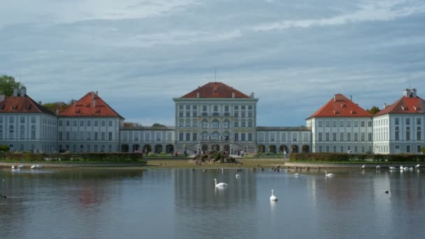 Nymfenburský Palác Mnichově Během Října Slavná Turistická Památka Minchenu Jezero — Stock video