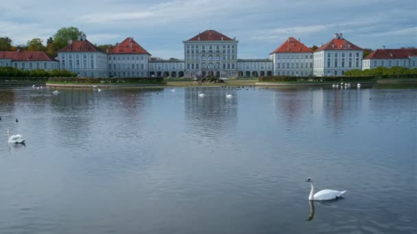 Nymfenburský Palác Mnichově Během Října Slavná Turistická Památka Minchenu Jezero — Stock video