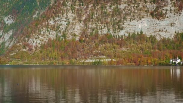 Знамените Місто Місце Відпочинку Hallstatt Австрійських Гірських Альпах Жовтні Вид — стокове відео