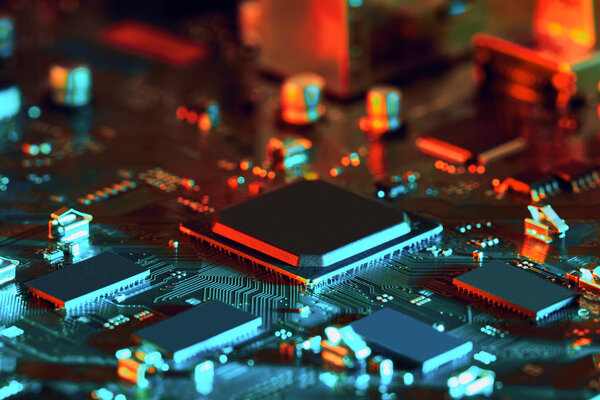 Электронная плата вблизи.