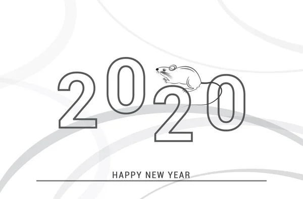 Año Nuevo 2020 línea de diseño de estilo de línea para la tarjeta de año nuevo, estilo de calendario para la tarjeta de Año Nuevo, calendario . — Archivo Imágenes Vectoriales