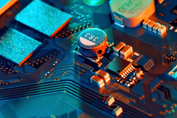 Placa Circuito Electrónico Parte Tecnología Concepto Componente Máquina Electrónica Hardware — Foto de Stock