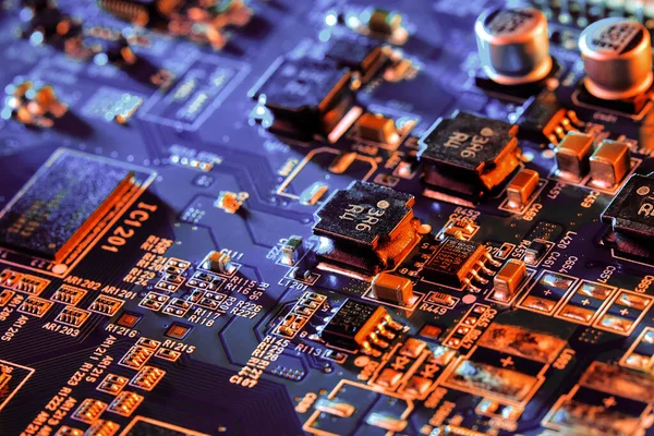 Placa Circuito Electrónico Parte Tecnología Concepto Componente Máquina Electrónica Hardware — Foto de Stock