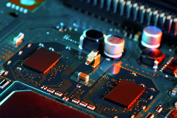 Placa Circuito Electrónico Parte Tecnología Concepto Componente Máquina Electrónica Hardware — Foto de Stock