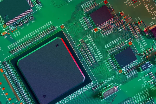 Placa Circuito Electrónico Parte Tecnología Concepto Componente Máquina Electrónica Hardware — Foto de Stock