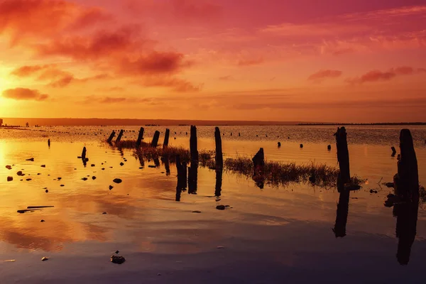 Sunset on the lake — Stock Photo, Image