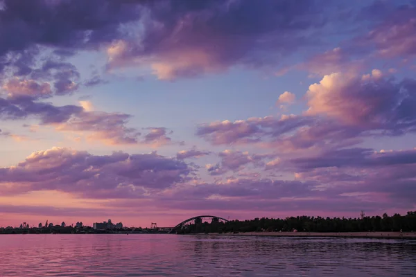 Sunset over Dnipro — Stock Photo, Image