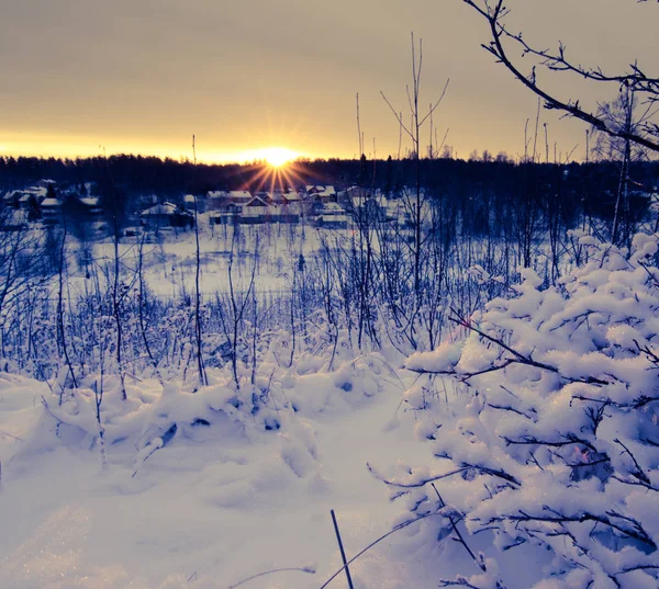 Zimowy wschód widok — Zdjęcie stockowe