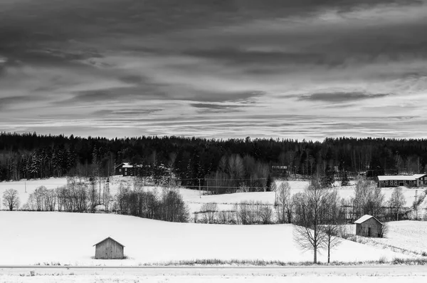 Inverno pôr do sol paisagem — Fotografia de Stock