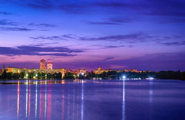 Night embankment with illumination — Stock Photo, Image