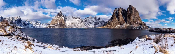 Hamnoy zimní panorama — Stock fotografie