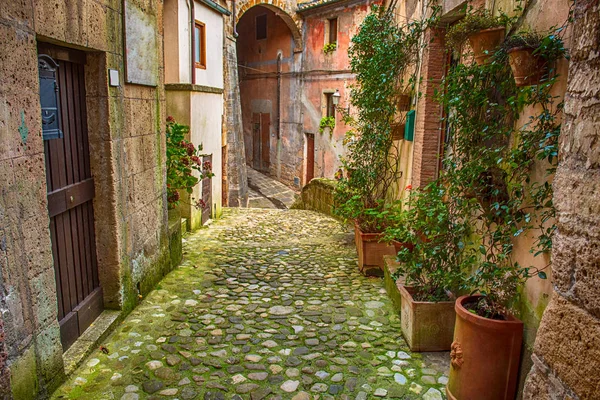 Sorano stad straat — Stockfoto