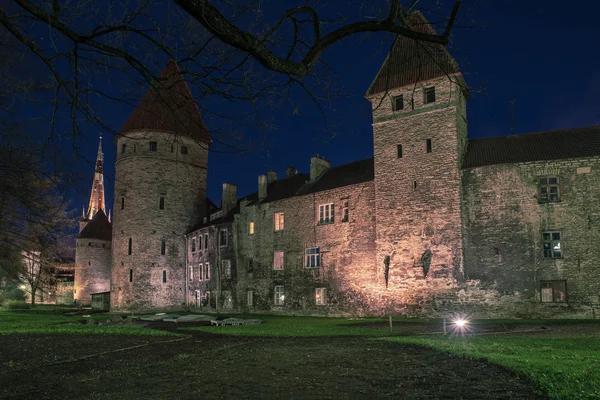 Tallinn uitzicht 's nachts — Stockfoto