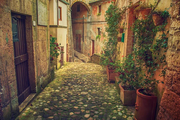 Sorano stad straat — Stockfoto