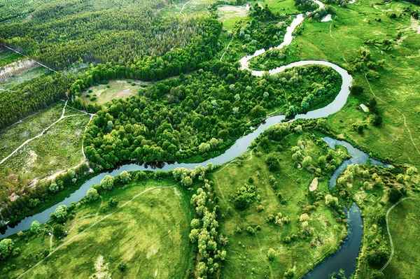 Река на лугах — стоковое фото