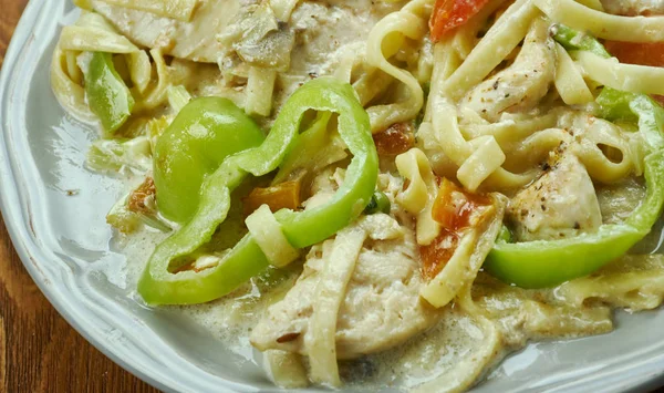 creamy and spicy Mexican Chicken Pasta, close up