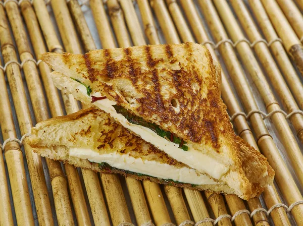 Grilled Paneer Sandwich indian style close up