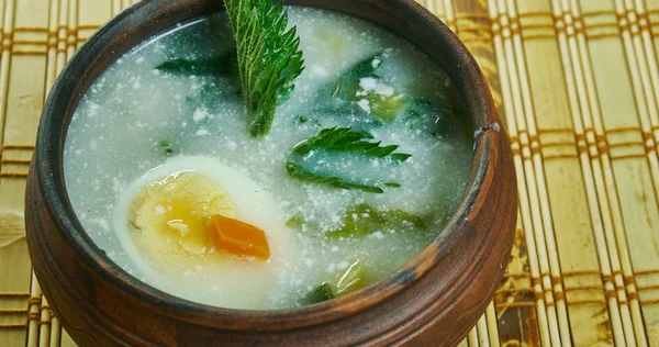 Spring vegetable soup nettle. — Stock Image Spring vegetable soup nettle. Stock Picture