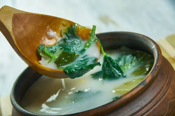 Spring vegetable soup nettle. — Stock Image Spring vegetable soup nettle. Stock Image