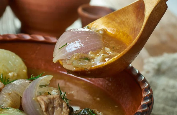 Powsowdie Scottish sheep's-head broth in Edinburgh, Scotland. — Stock Image Powsowdie Scottish Sheep Head Broth Edinburgh Scotland Royalty Free Stock Photos