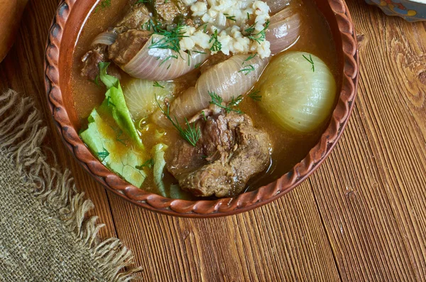 Powsowdie Scottish sheep's-head broth in Edinburgh, Scotland. — Stock Image Powsowdie Scottish Sheep Head Broth Edinburgh Scotland Royalty Free Stock Photos