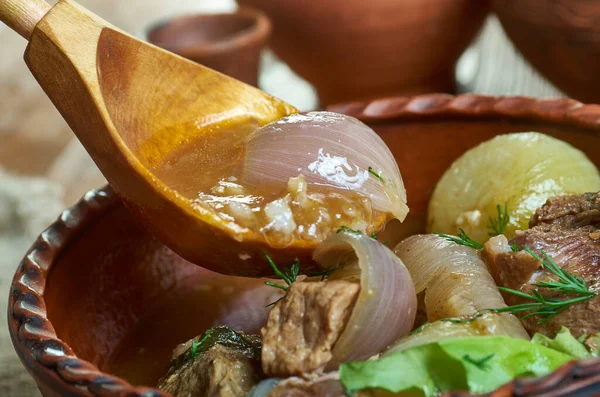 Powsowdie Scottish sheep's-head broth in Edinburgh, Scotland. — Stock Image Powsowdie Scottish Sheep Head Broth Edinburgh Scotland Stock Image
