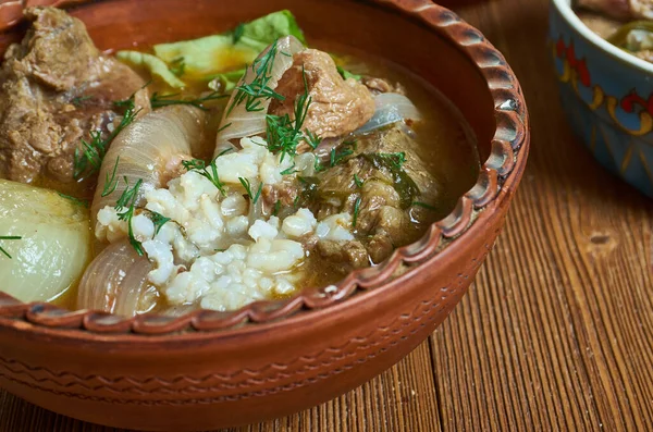 Powsowdie Scottish sheep's-head broth in Edinburgh, Scotland. — Stock Image Powsowdie Scottish Sheep Head Broth Edinburgh Scotland Royalty Free Stock Images