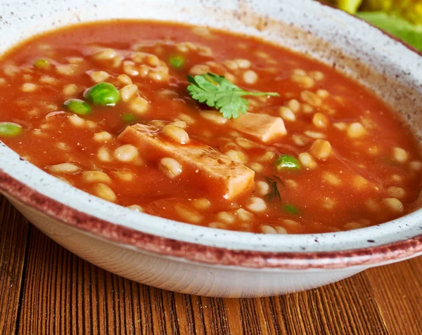 Sicilian Tomato Barley Soup , lassic tomato soup recipe — Stock Image Sicilian Tomato Barley Soup Lassic Tomato Soup Recipe Stock Image