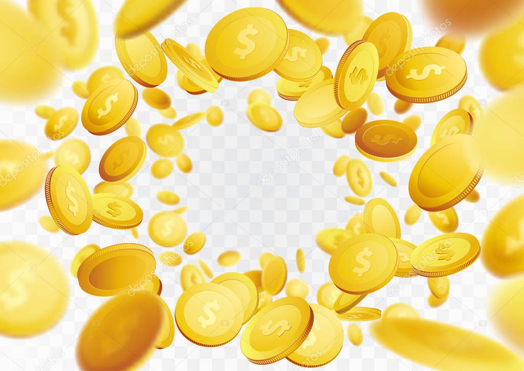 Flying Bright golden coins, vector, illustration