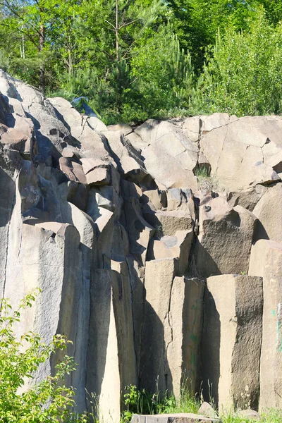 Basalt columns pile rock in nature. Beautiful stone landscape